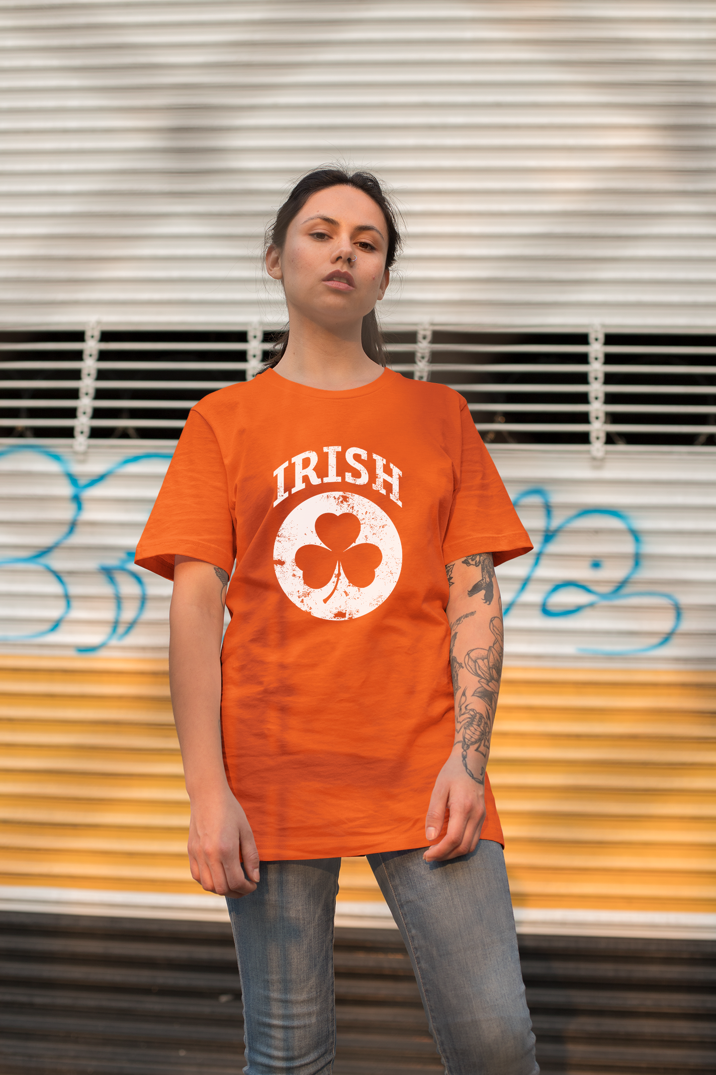Irish Shamrock White Design Custom T-Shirt