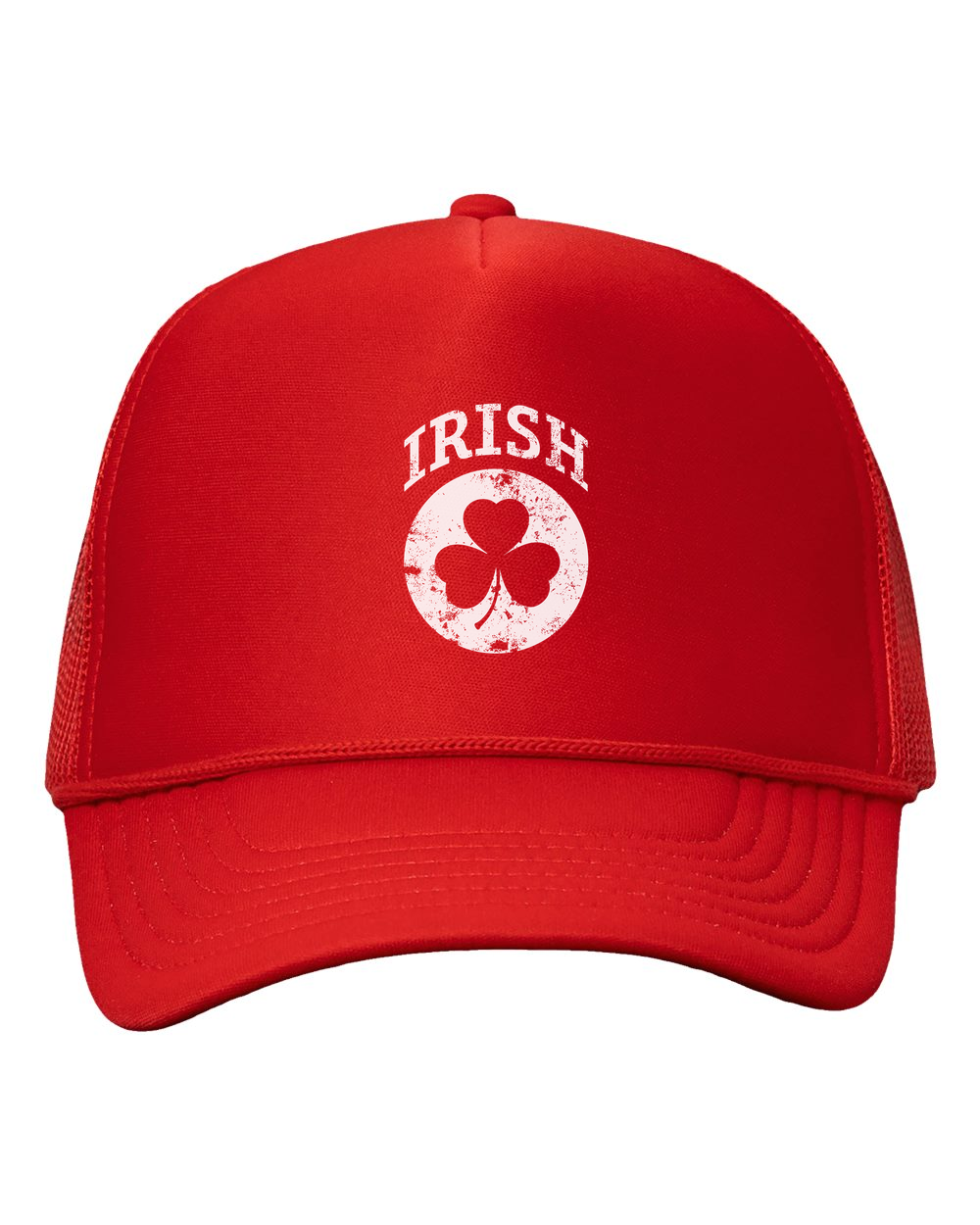 Irish Shamrock White Design Trucker Baseball Hat