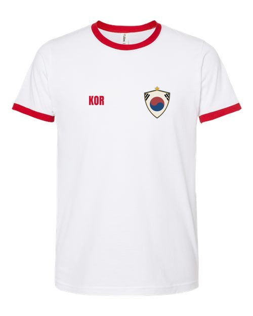 South Korea Soccer Ringer Tee 2026 — Retro National Crest | NYC Factory