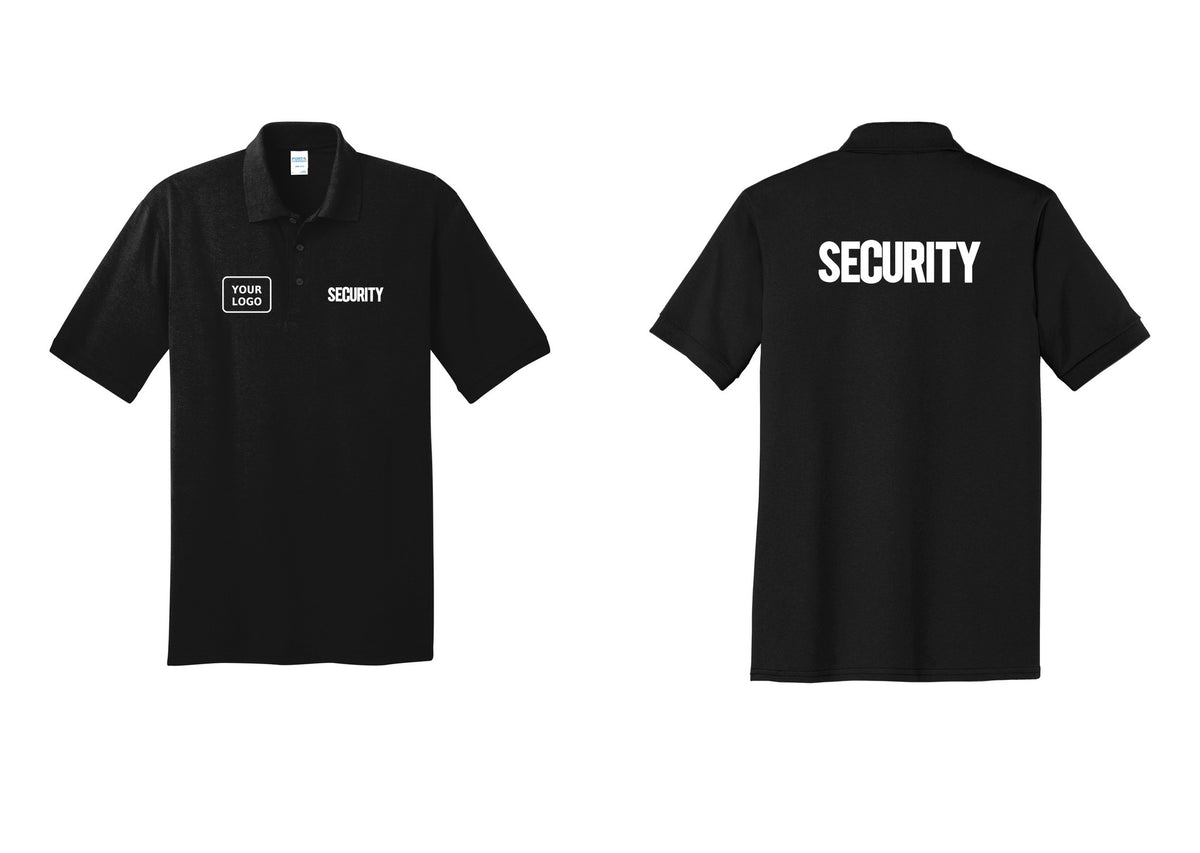 NYC Factory Men's Custom Logo Security Polo Shirt - SECURITY + Your Logo + Back - Black