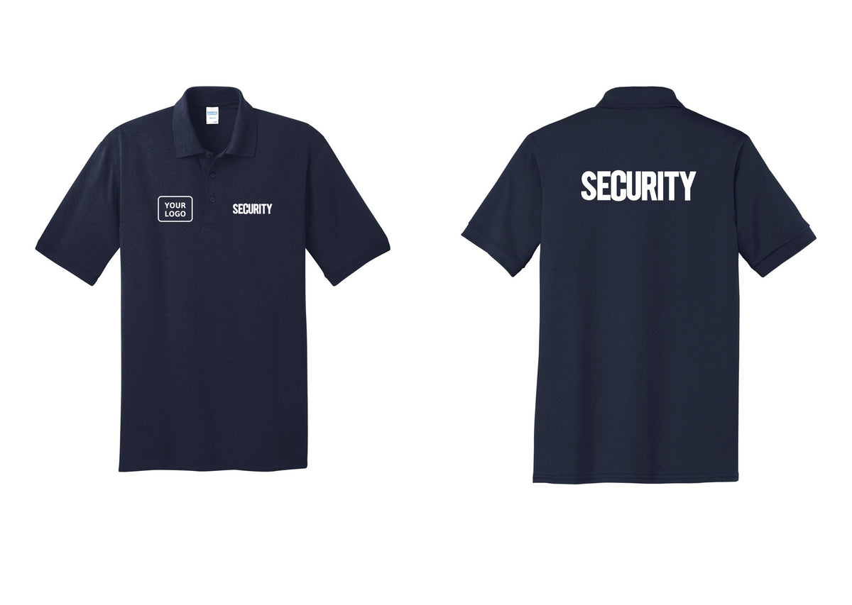 NYC Factory Men's Custom Logo Security Polo Shirt - SECURITY + Your Logo + Back - Navy