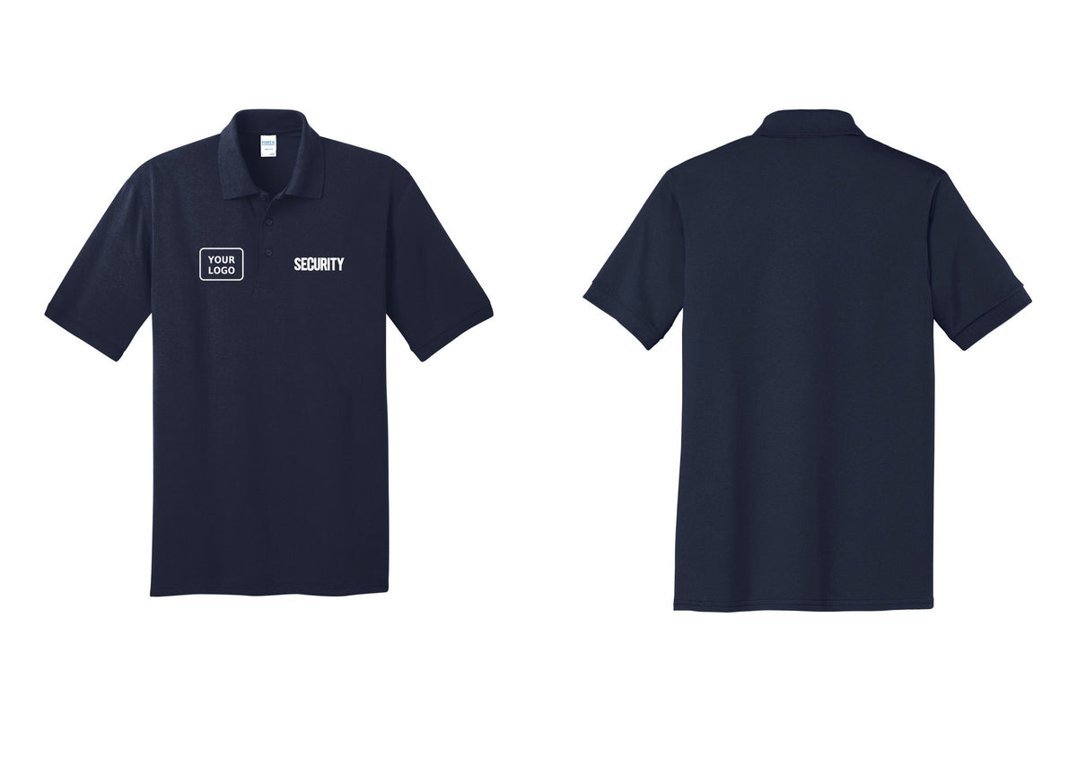 NYC Factory Men's Custom Logo Security Polo Shirt - SECURITY + Your Logo - Navy