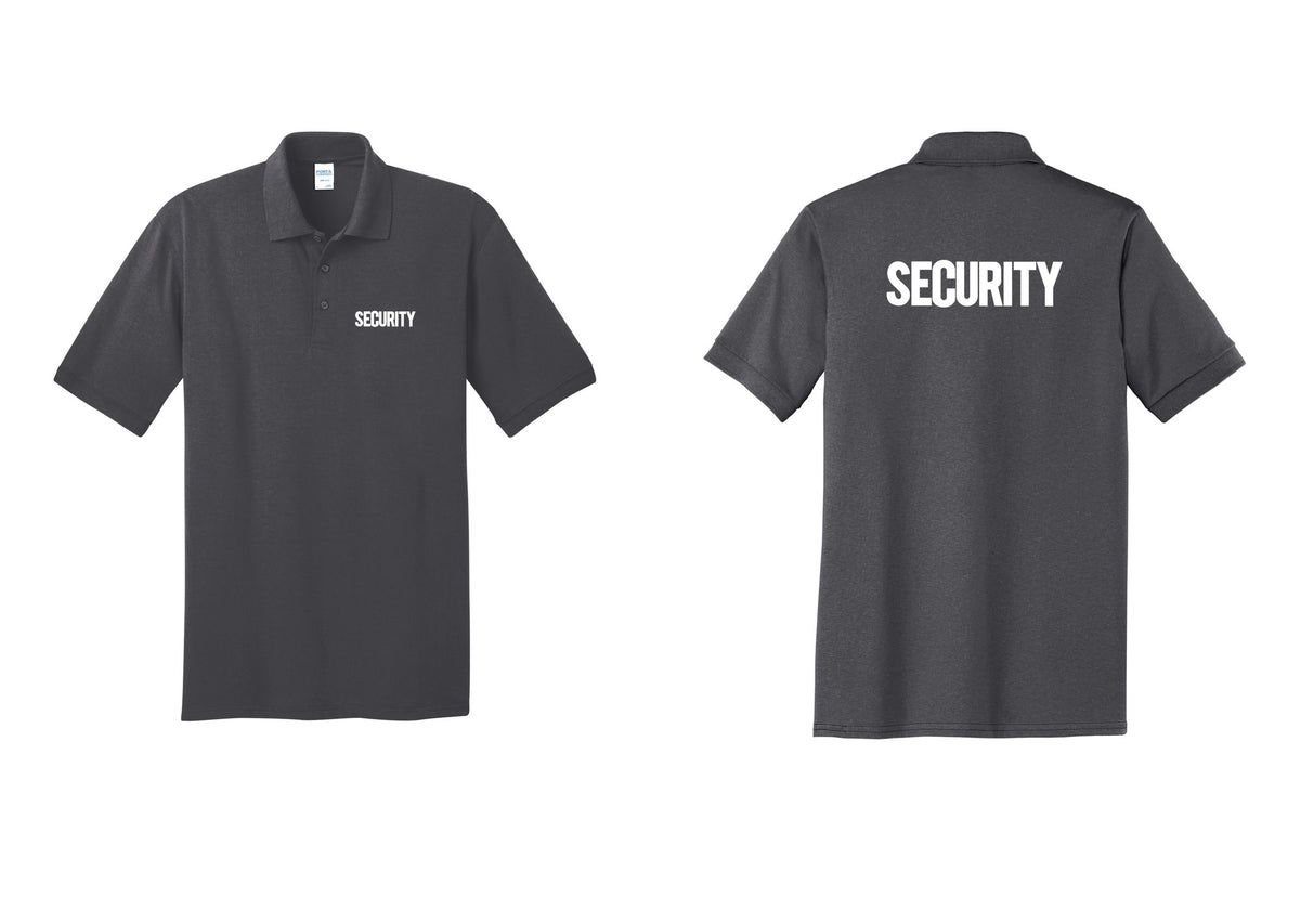 NYC Factory Men's Security Polo Shirt - Chest + Back - Charcoal