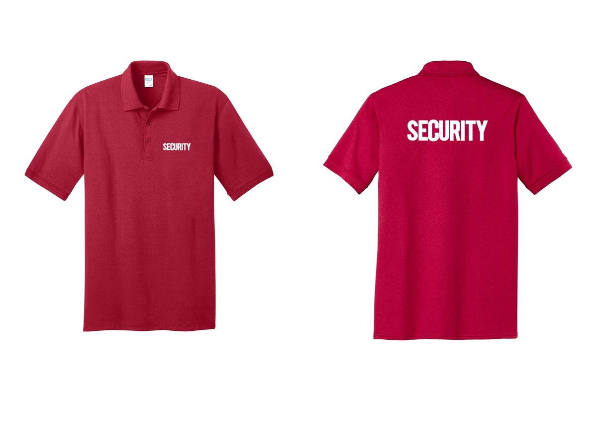 NYC Factory Men's Security Polo Shirt - Chest + Back - Red
