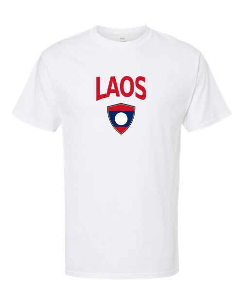Laos Arched Crest Soccer Tee — NYC Factory
