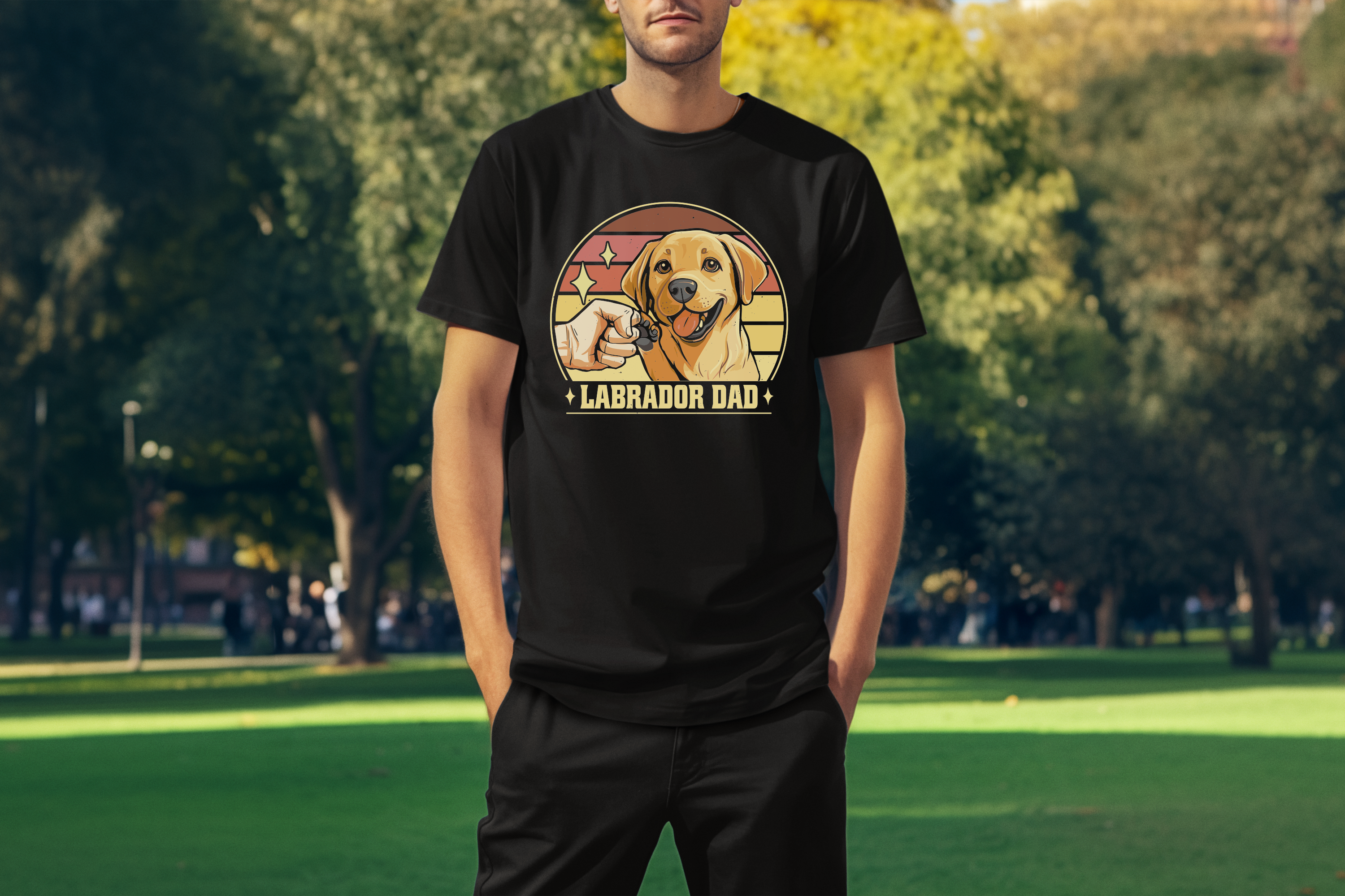 Labrador Dad Dog Father Design Custom T-Shirt Black