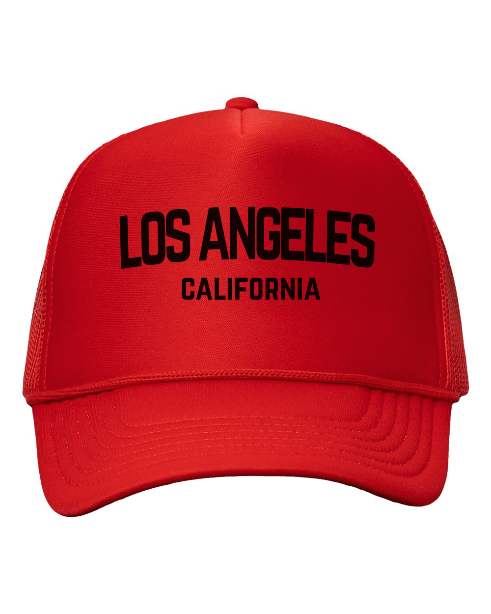 Los Angeles California Retro Black Design Trucker Baseball Hat Red
