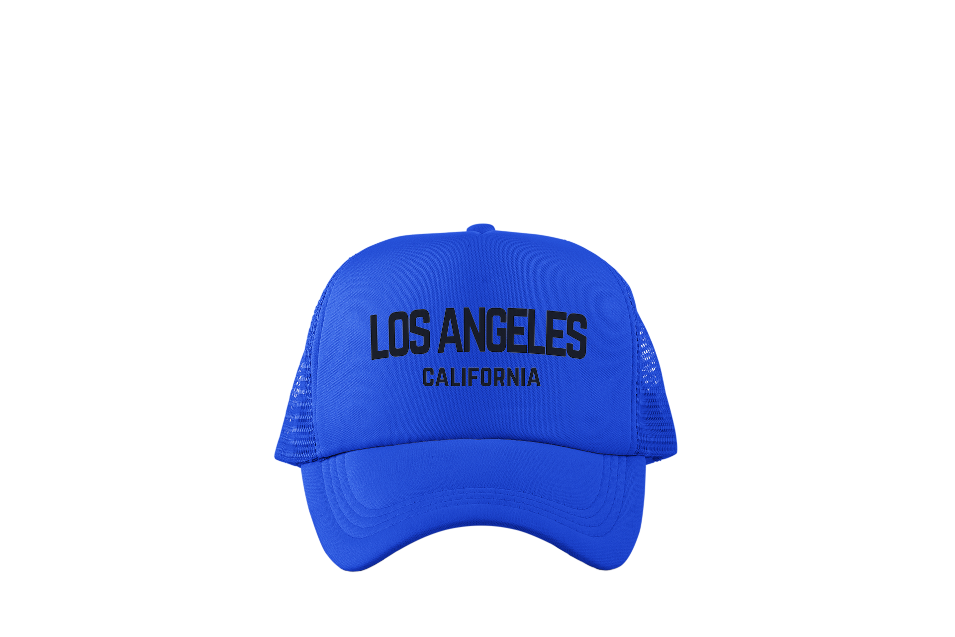 Los Angeles California Retro Black Design Trucker Baseball Hat Royal Blue