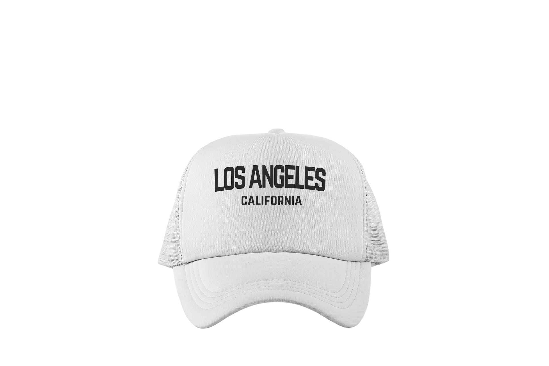 Los Angeles California Retro Black Design Trucker Baseball Hat White