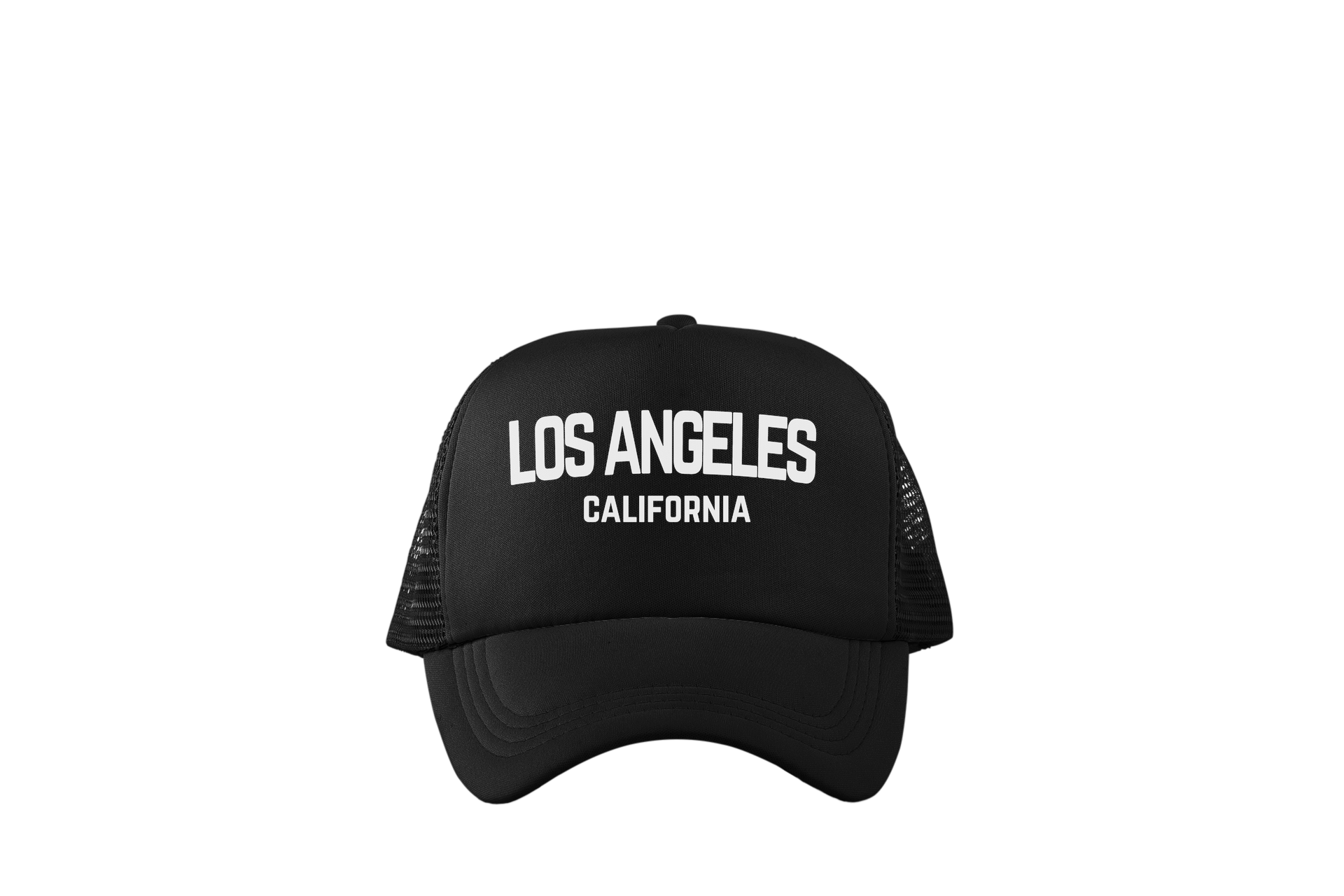 Los Angeles California White Retro Design Trucker Baseball Hat Black