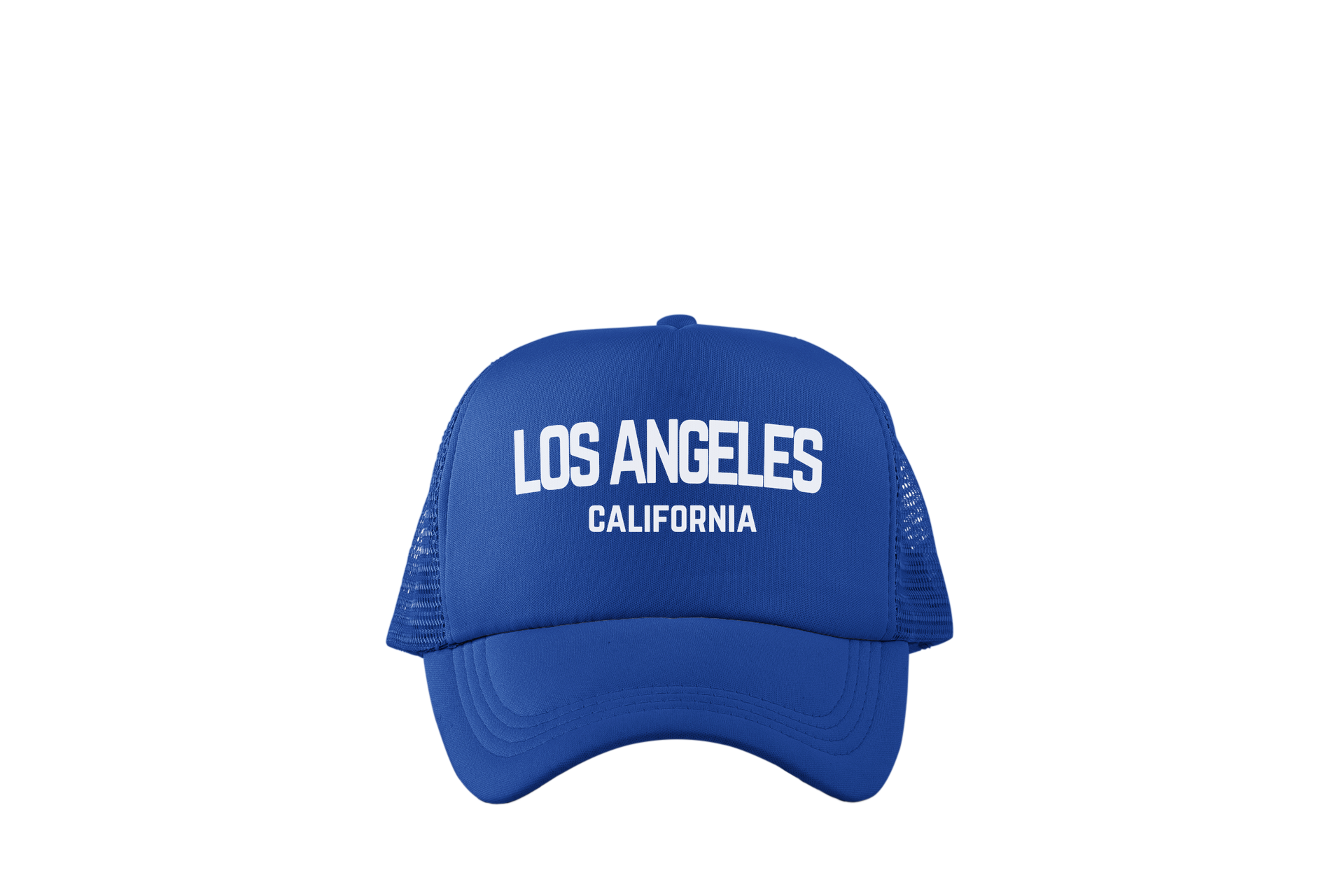 Los Angeles California White Retro Design Trucker Baseball Hat Navy