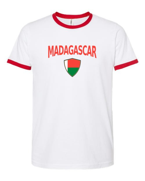 Madagascar Arched Crest Soccer Ringer Tee — NYC Factory