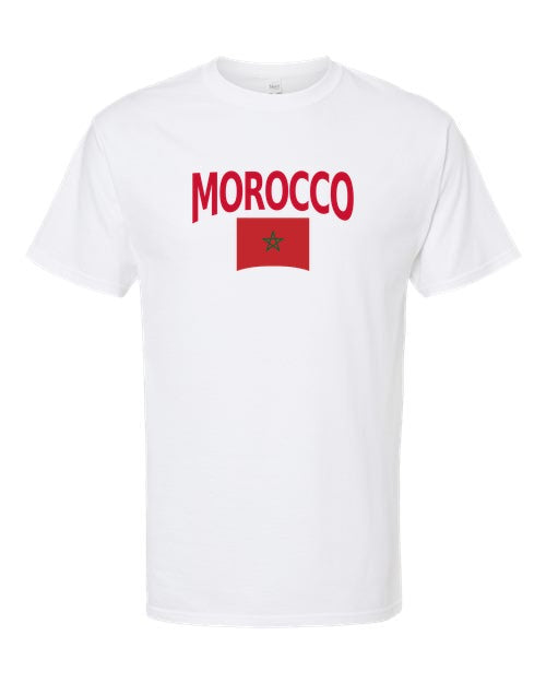 Morocco Soccer Tee 2026 - White / Red Print