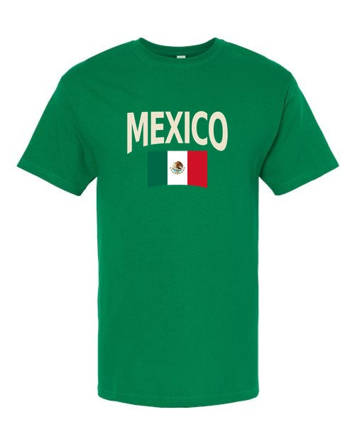 Mexico Soccer Tee 2026 — Classic Name & Flag | NYC Factory - Green