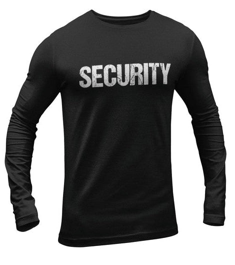 Men's Security Long Sleeve T-Shirt (Distressed Design, Black / White)