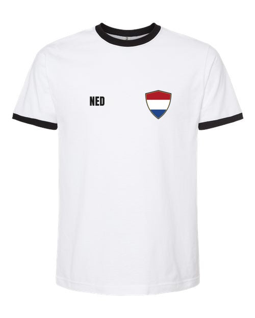 Netherlands Soccer Ringer Tee 2026 — Retro National Crest | NYC Factory