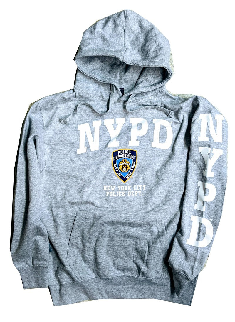 NYPD Hoodie White Sleeve Print Sweatshirt Gray