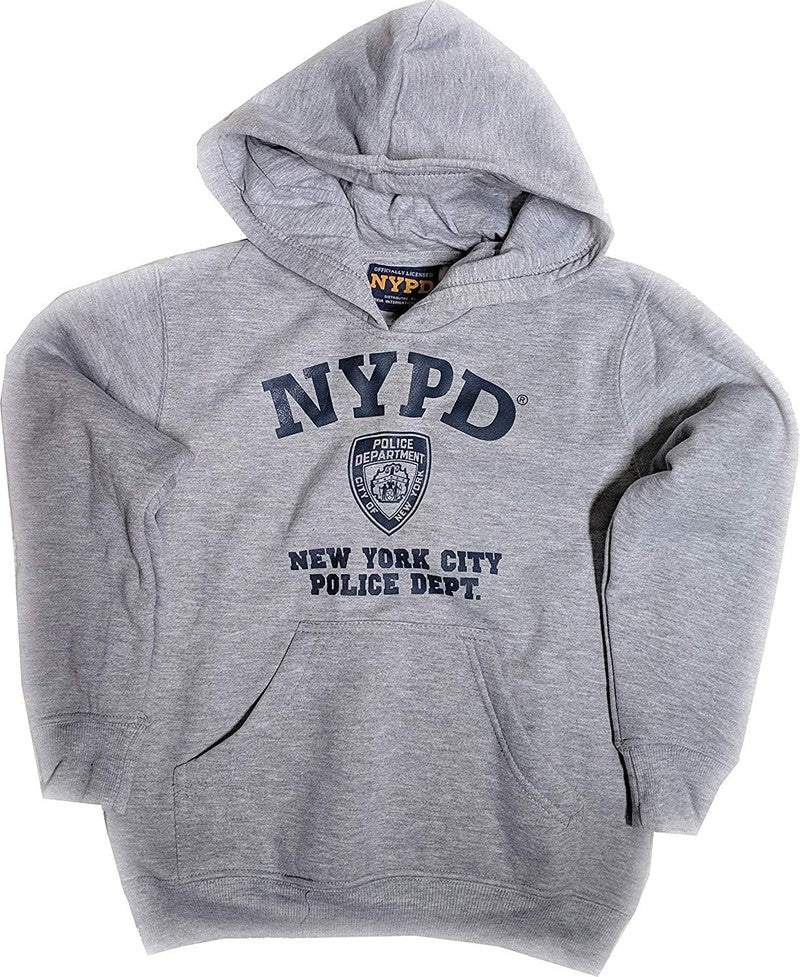 nypd gear NYPD Mens Hoodie White Print Officially Licensed Sweatshirt Navy Blue Gray - Navy Blue - Cotton Blend