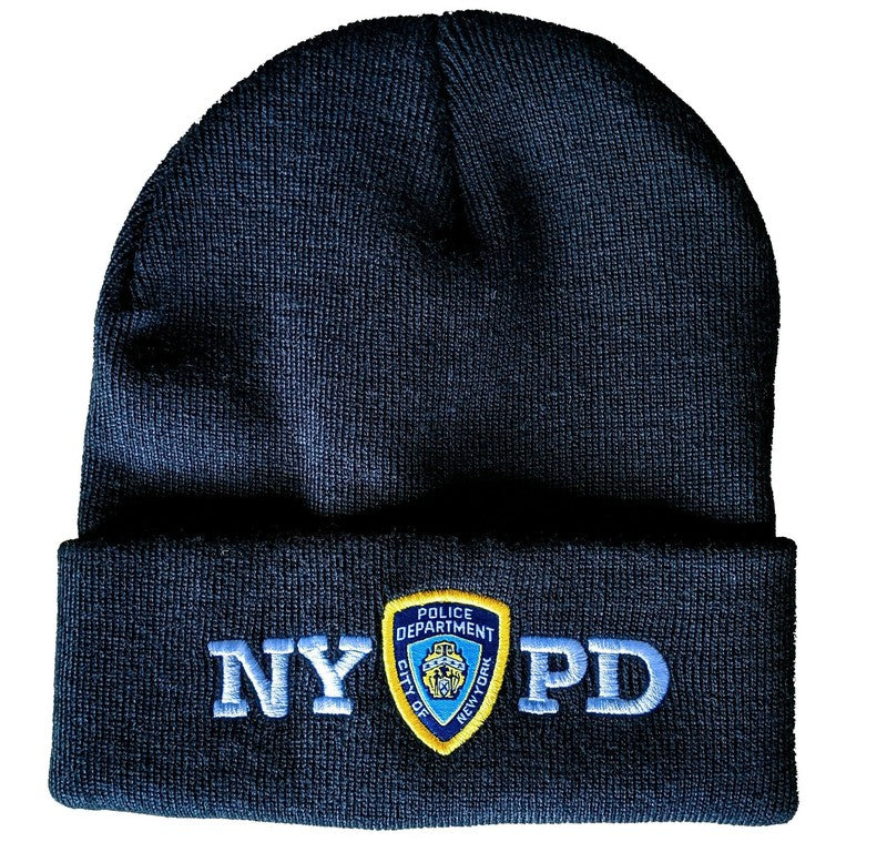 NYPD Winter Hat Police Badge New York Police Department Navy & White One Size