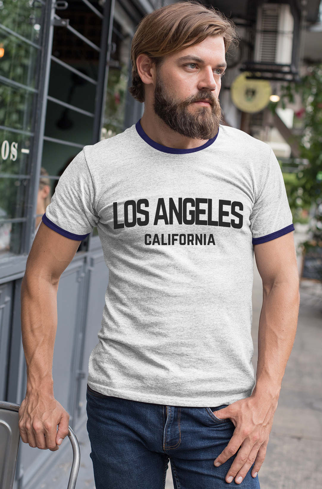 Los Angeles California Retro Black Design Mens Ringer T-Shirt Tee