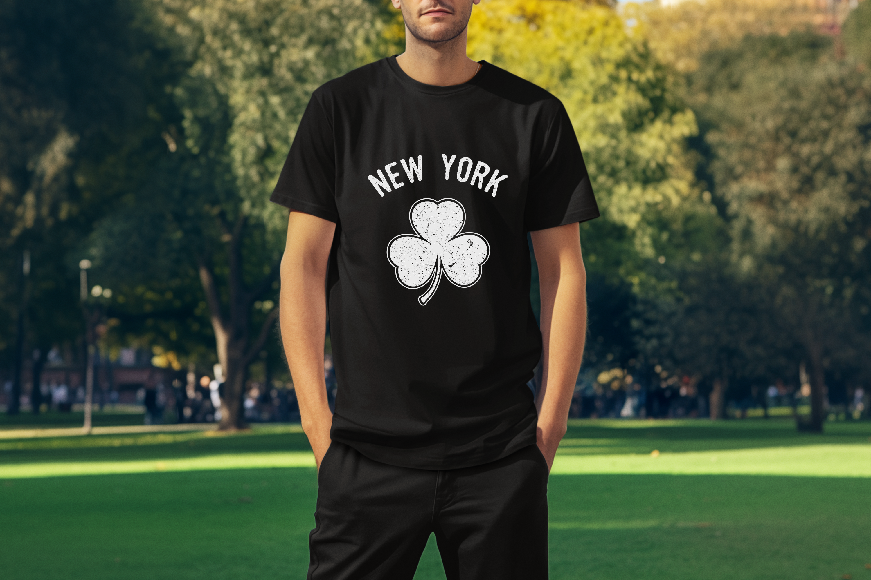 New York City Irish Shamrock Design Custom T-Shirt