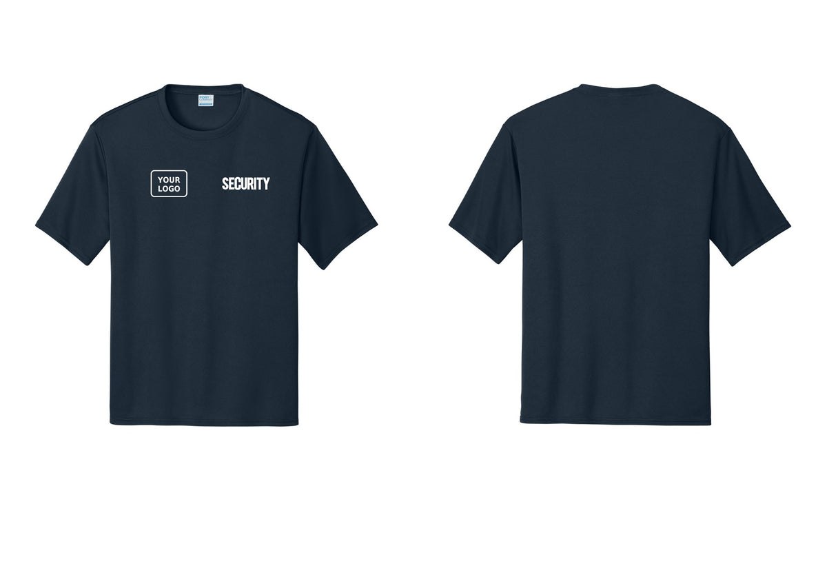 NYC Factory Men's Custom Logo Security Performance T-Shirt - SECURITY + Your Logo - Navy