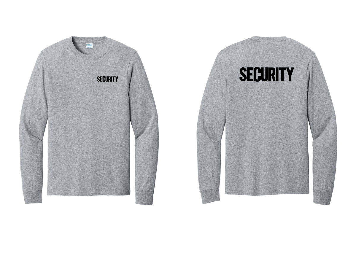 NYC Factory Men's Security Cotton Long Sleeve T-Shirt - Chest + Back - Athletic Heather