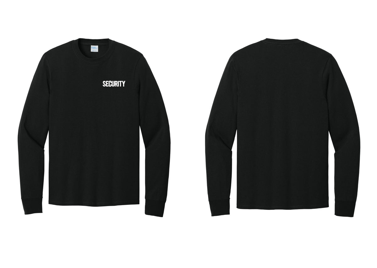 NYC Factory Men's Security Cotton Long Sleeve T-Shirt - Chest Only - Black