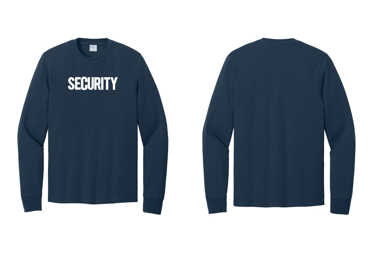 NYC Factory Men's Security Cotton Long Sleeve T-Shirt - Front Only - Navy