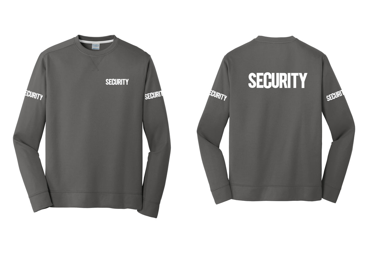 NYC Factory Men's Security Performance Fleece Crewneck Sweatshirt - Chest + Back + Security Sleeves - Charcoal