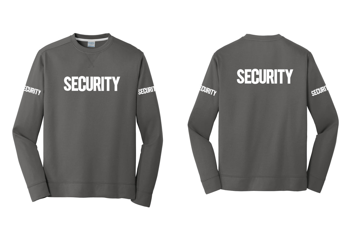 NYC Factory Men's Security Performance Fleece Crewneck Sweatshirt - Front + Back + Security Sleeves - Charcoal
