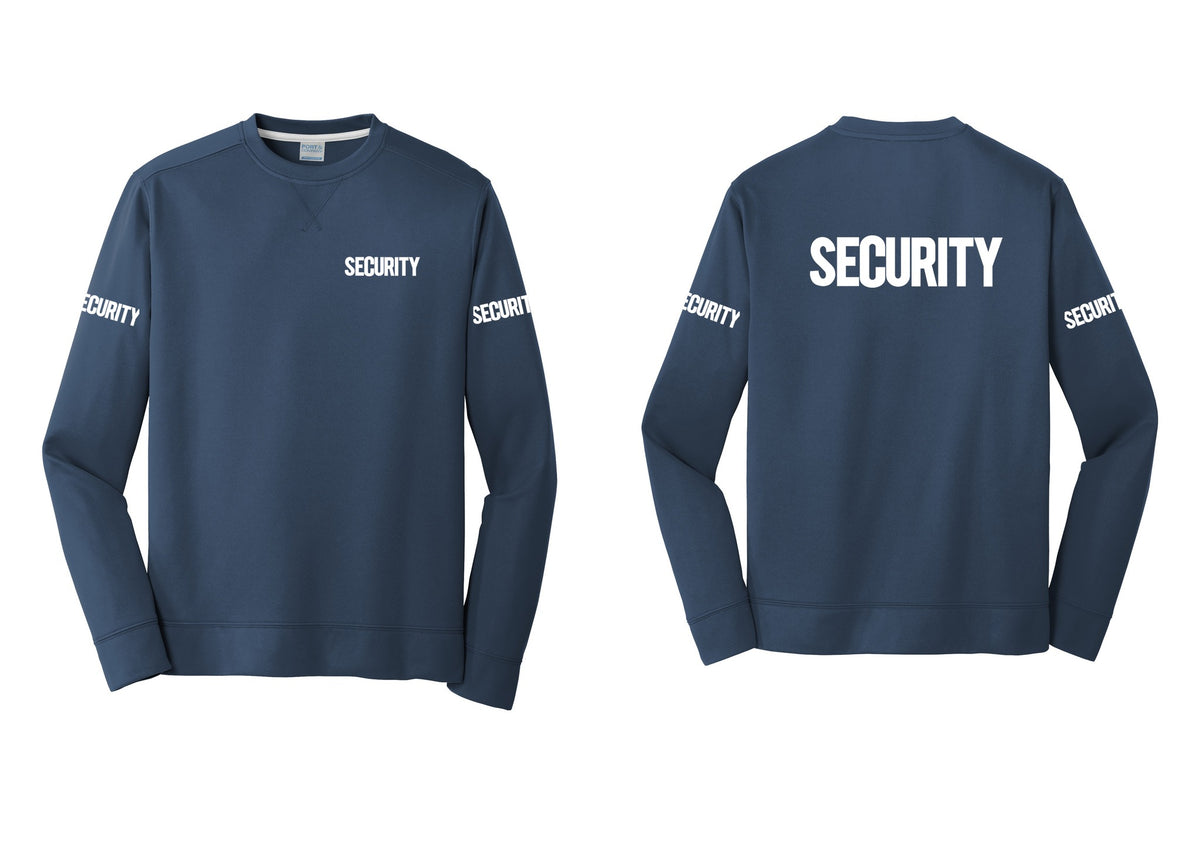 NYC Factory Men's Security Performance Fleece Crewneck Sweatshirt - Chest + Back + Security Sleeves - Navy
