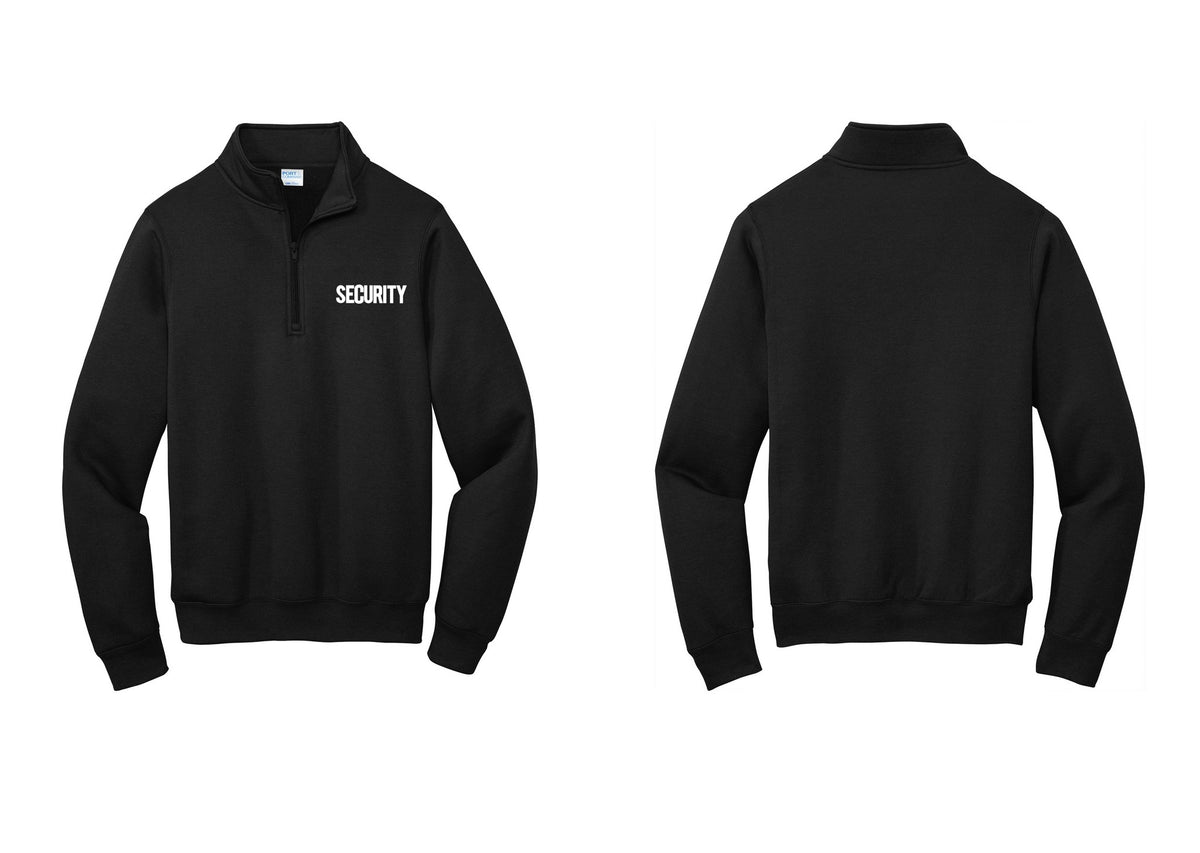 NYC Factory Men's Security Cotton Fleece 1/4-Zip Pullover Sweatshirt - Chest Only - Black