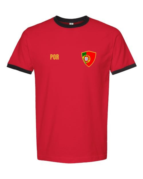 Portugal Soccer Ringer Tee 2026 — Retro National Crest | NYC Factory