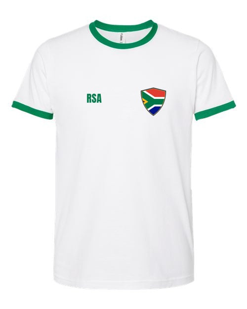 South Africa Soccer Ringer Tee 2026 — Retro National Crest | NYC Factory