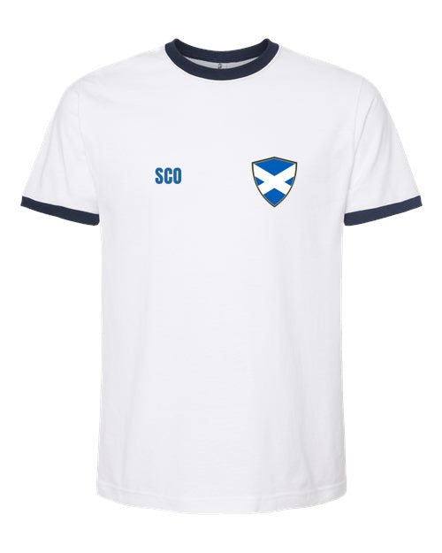 Scotland Soccer Ringer Tee 2026 — Retro National Crest | NYC Factory