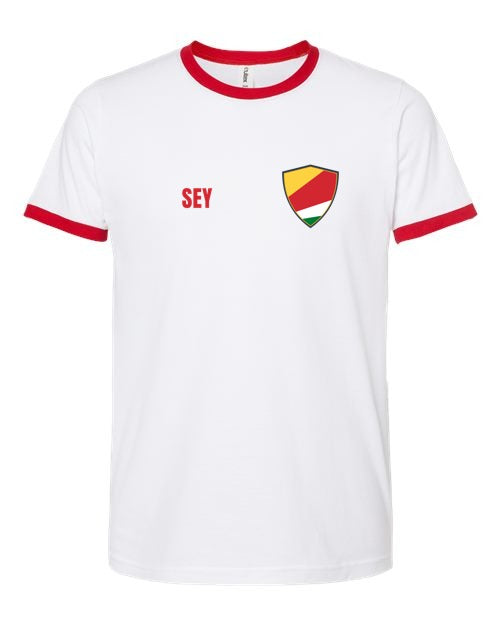 Seychelles Soccer Ringer Tee — Retro National Crest | NYC Factory