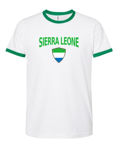 Sierra Leone Arched Crest Soccer Ringer Tee — NYC Factory