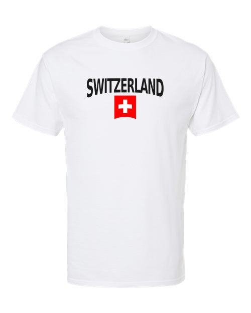 Switzerland Soccer Tee 2026 — Classic Name & Flag | NYC Factory - White
