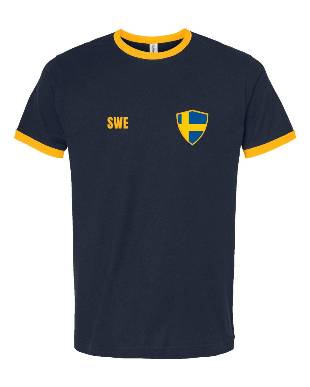 Sweden Soccer Ringer Tee 2026 — Retro National Crest | NYC Factory