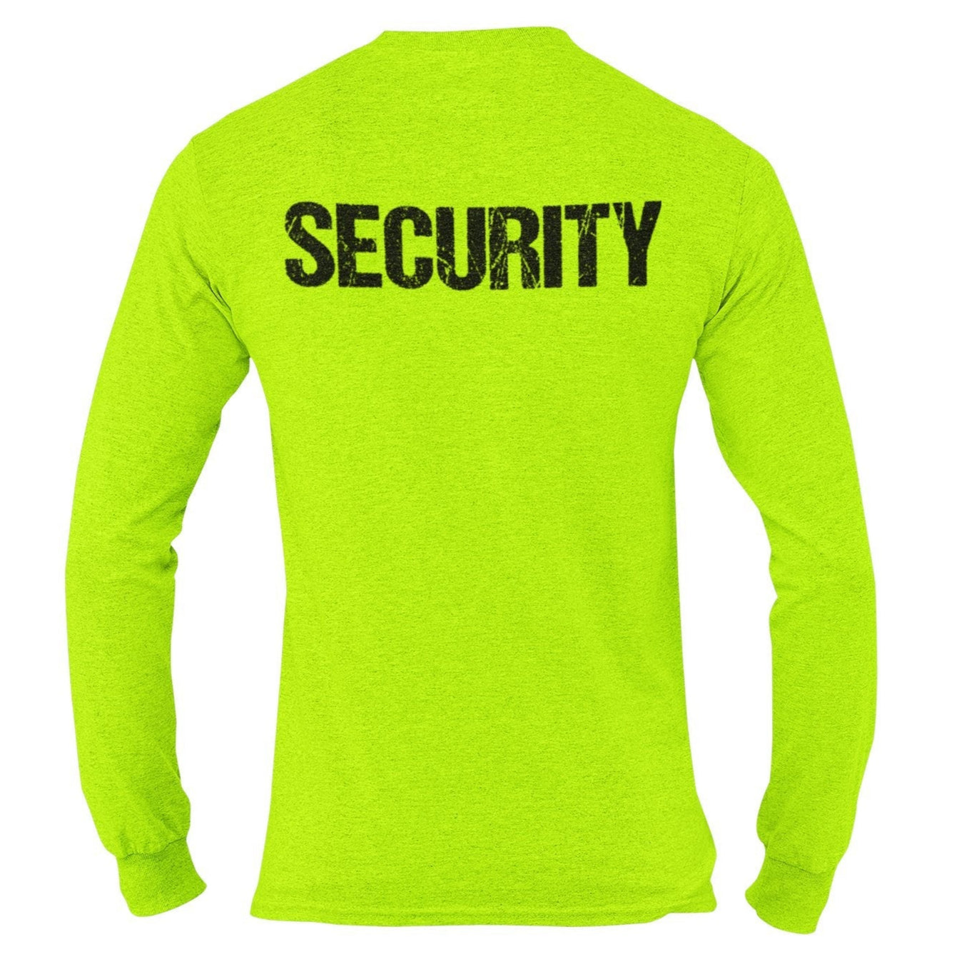 Security Long Sleeve Men's T-Shirt (Distressed Design, Safety Green)