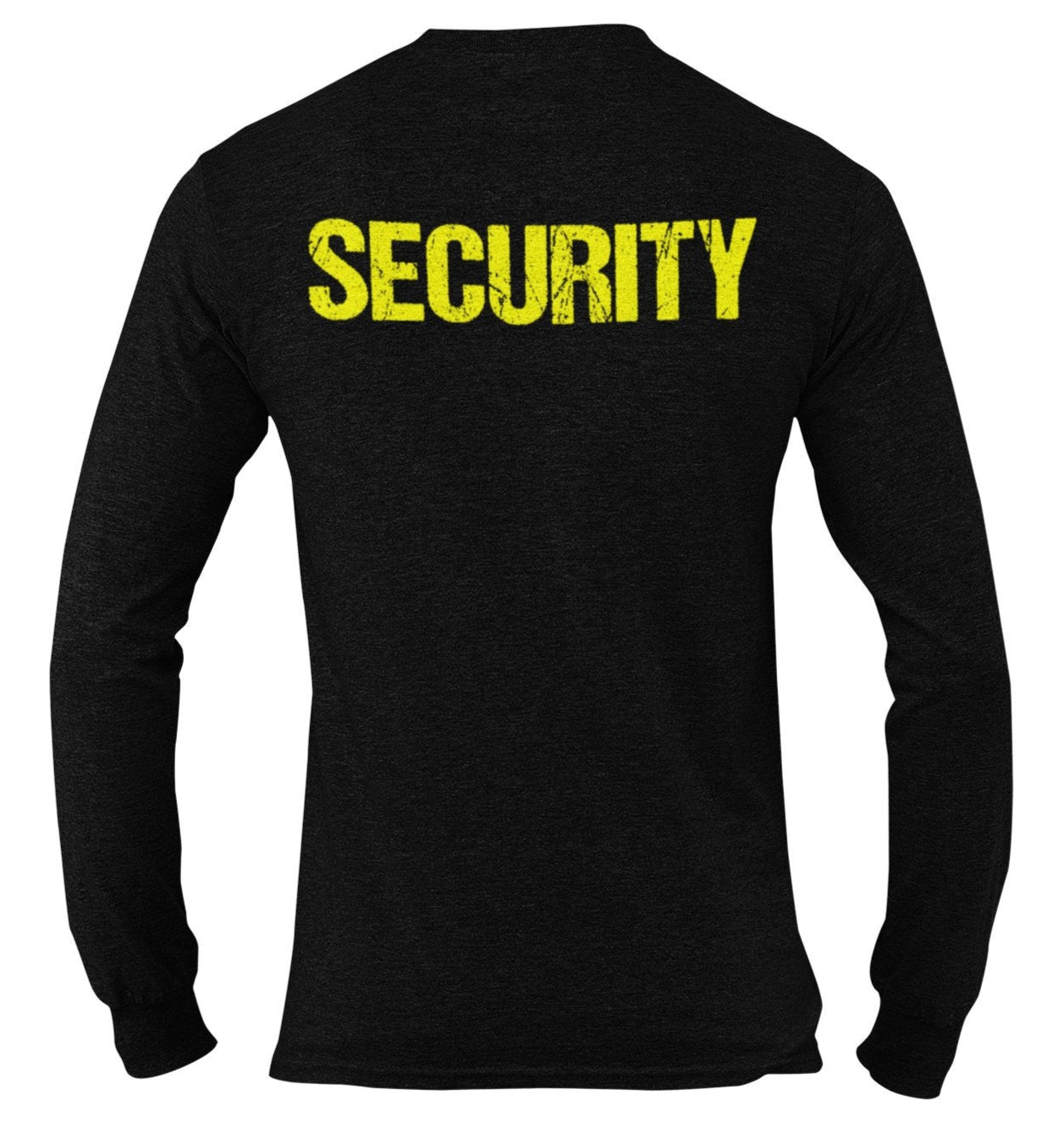 Security Men's Long Sleeve T-Shirt (Distressed Design, Black & Neon)
