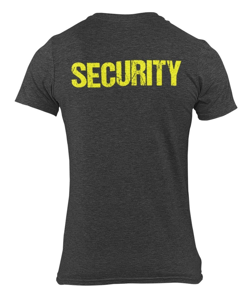 Security Men's Tee (Distressed Design, Heather Charcoal & Neon)