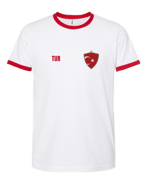 Turkey Soccer Ringer Tee 2026 — Retro National Crest | NYC Factory