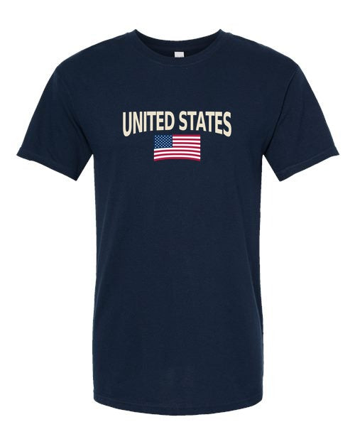 United States Soccer Tee 2026 — Classic Name & Flag | NYC Factory - Navy