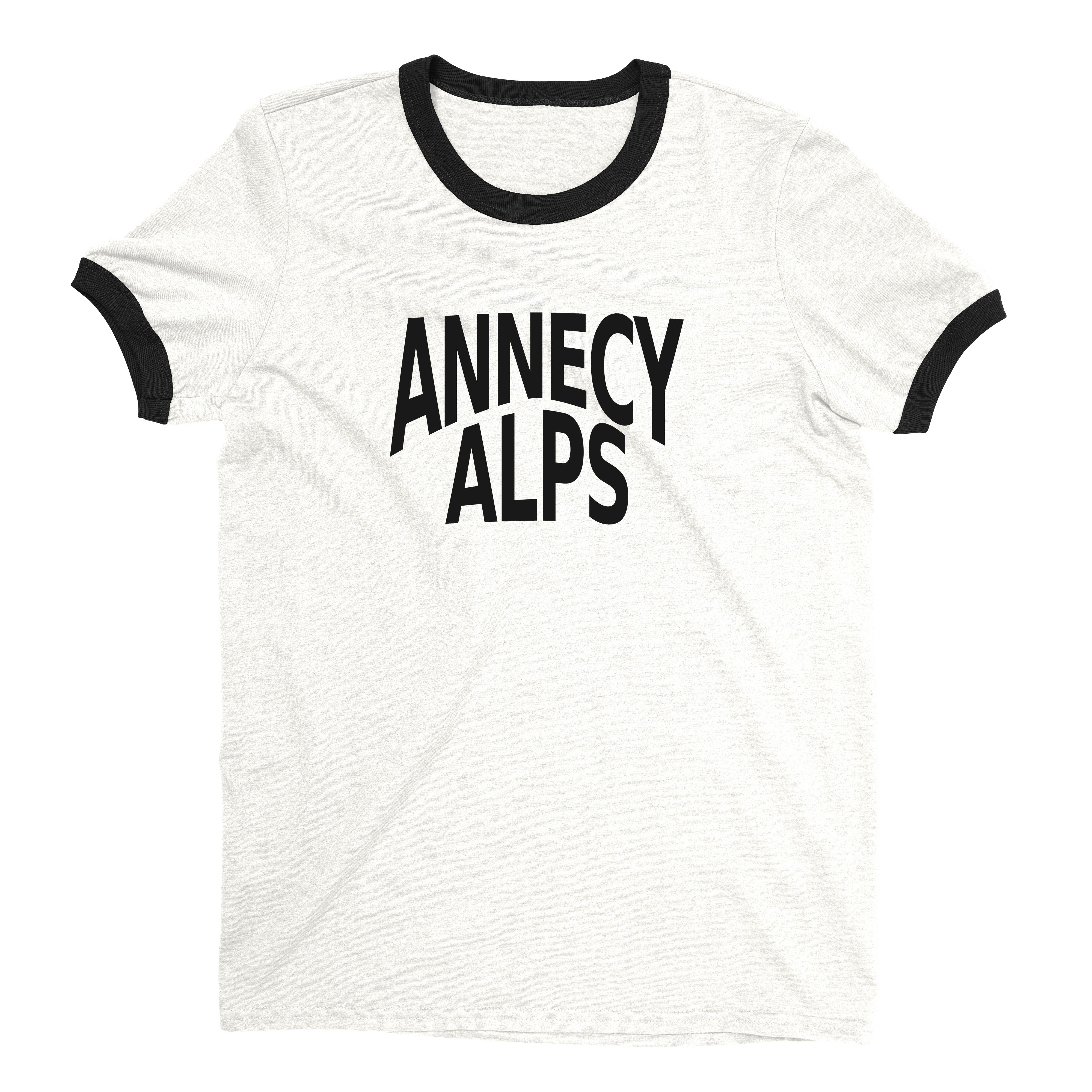 Lake Annecy Ringer Tee Retro Style Men's T-Shirt - NYC Factory - White