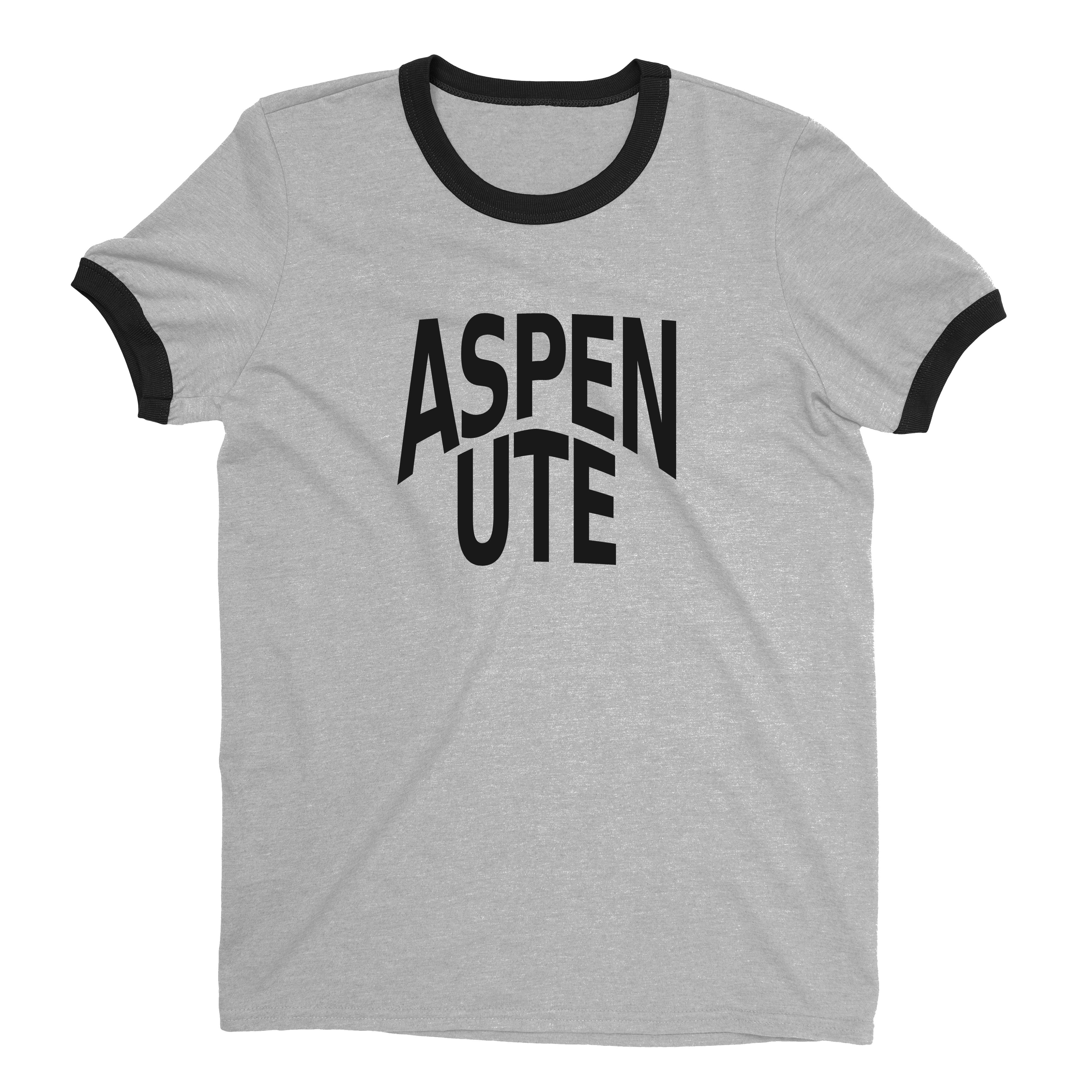 Aspen Ski Resort Ringer Tee Retro Style Men's T-Shirt - NYC Factory - Heather Gray