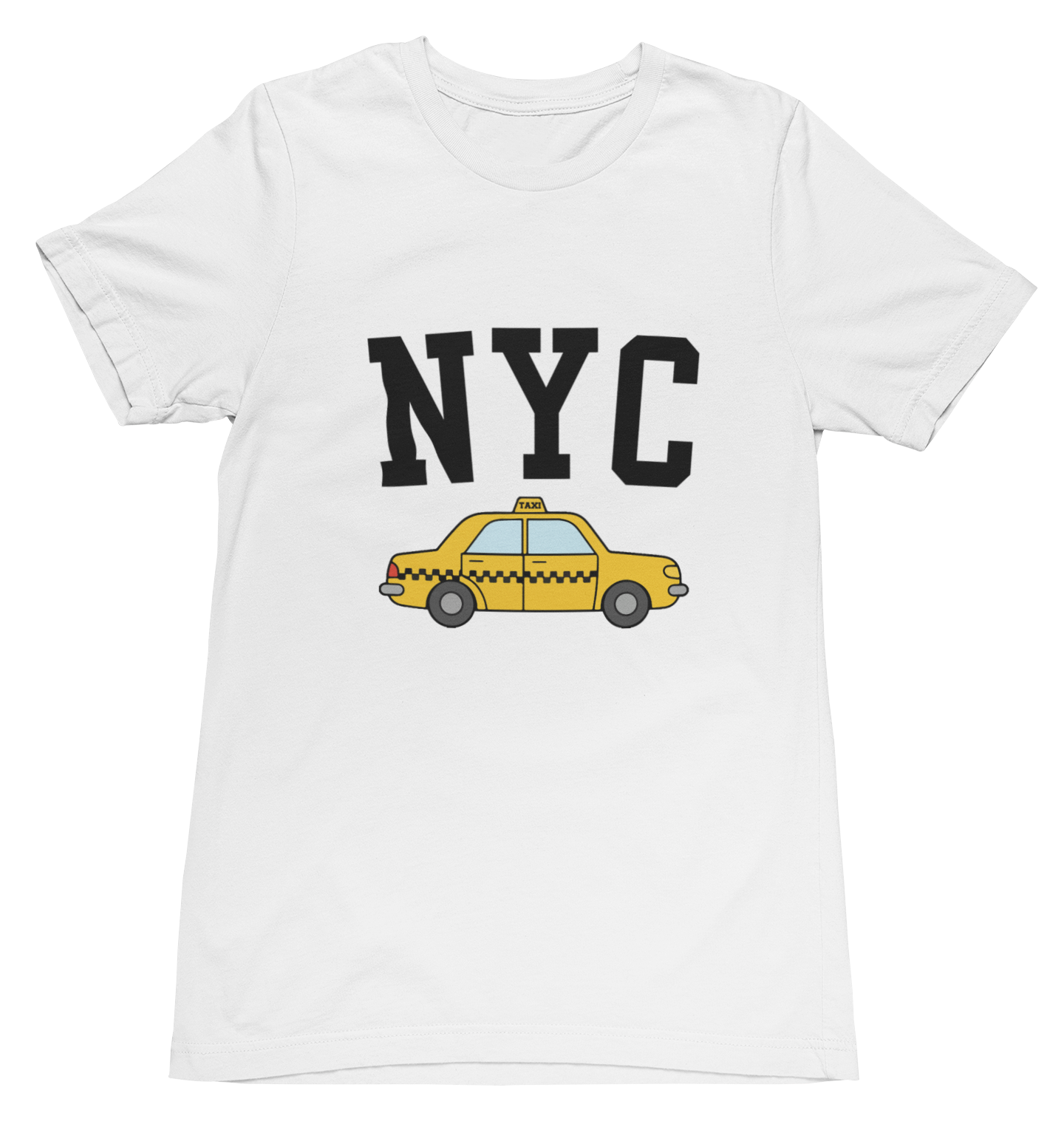 Ladies White t-shirt with 'NYC' and taxi graphic Womens tee