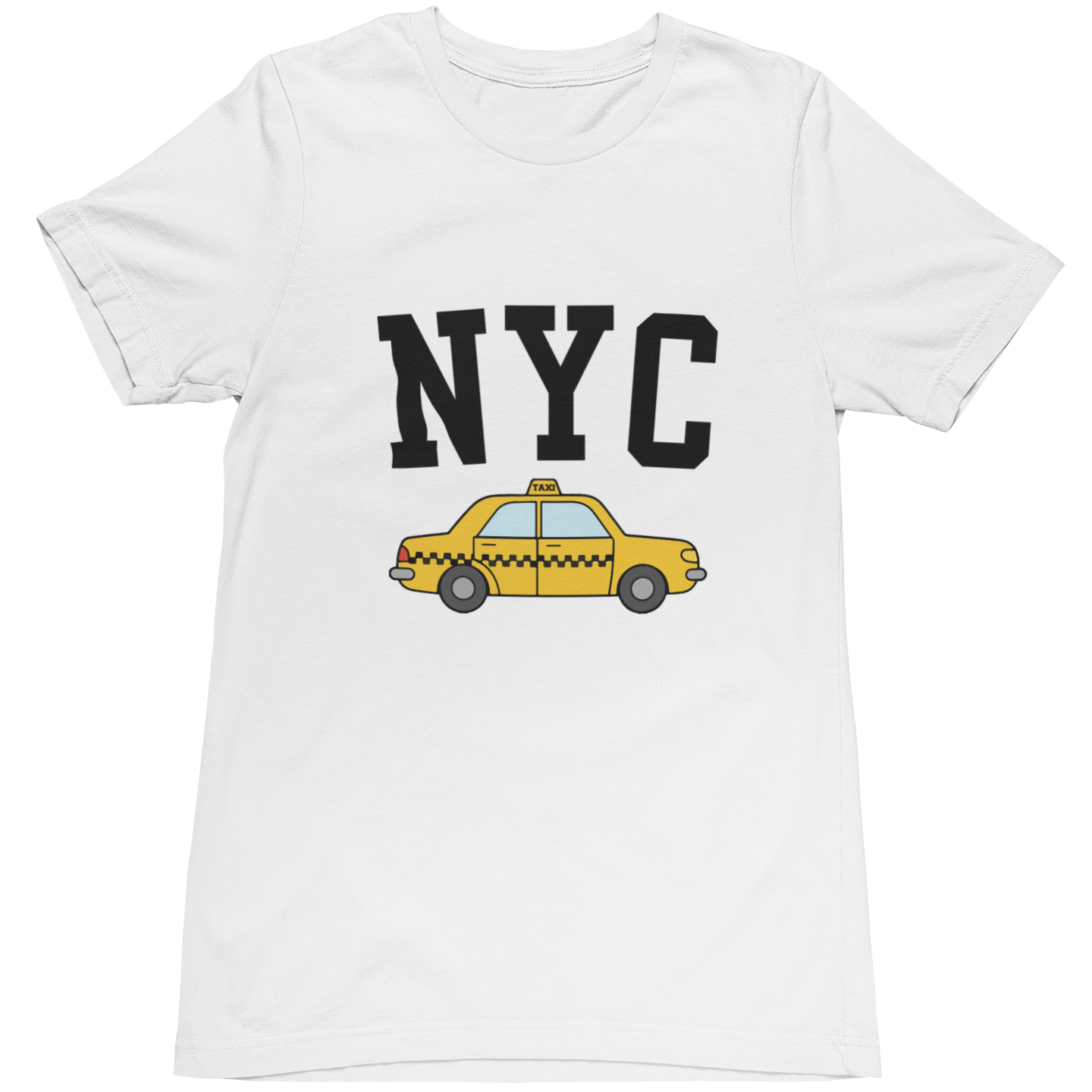Womens White t-shirt with 'NYC' and taxi graphic Ladies tee shirt