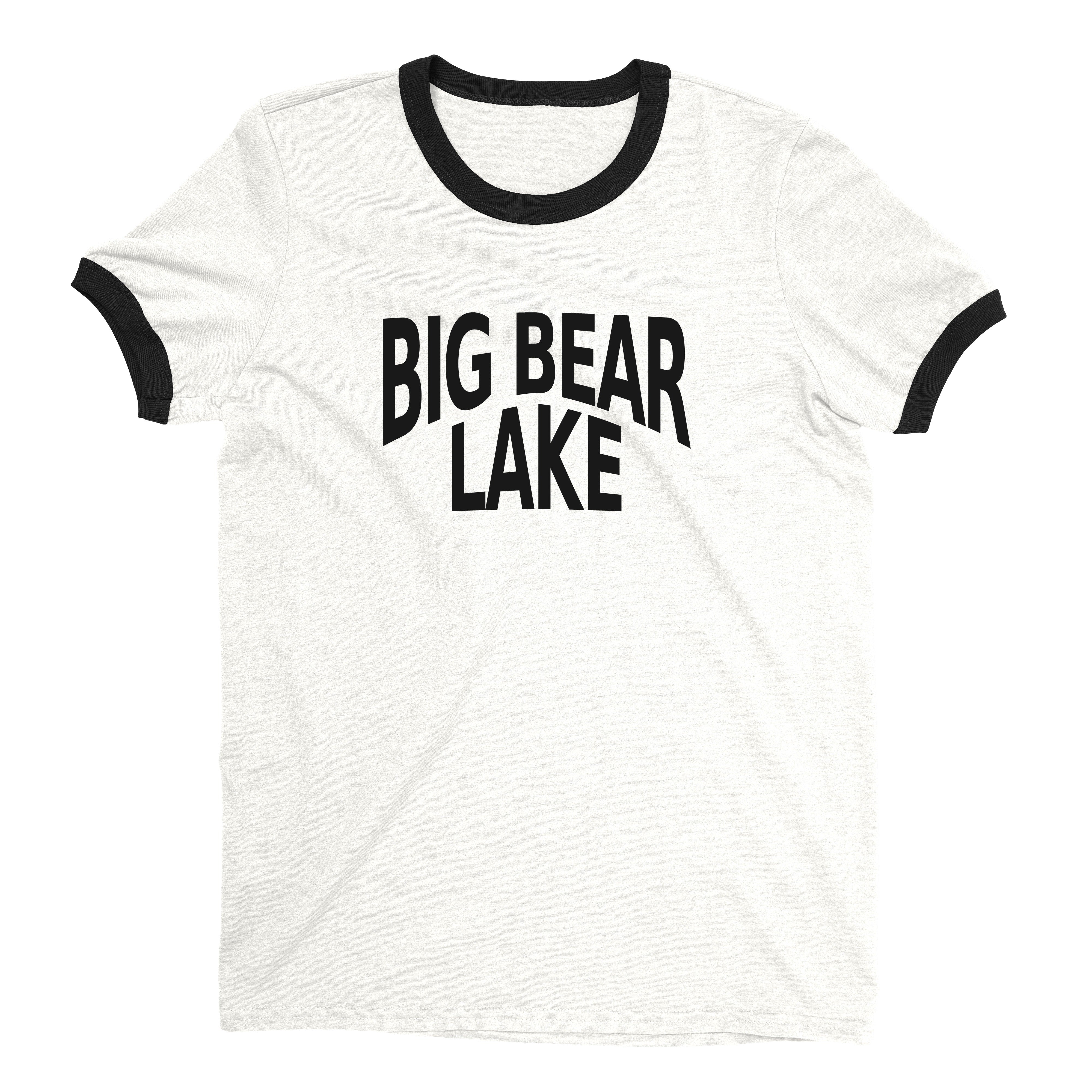 Big Bear Lake Ringer Tee Retro Style Men's T-Shirt - NYC Factory - White